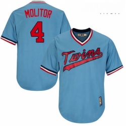 Mens Majestic Minnesota Twins 4 Paul Molitor Replica Light Blue Cooperstown MLB Jersey