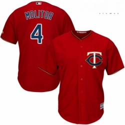 Mens Majestic Minnesota Twins 4 Paul Molitor Replica Scarlet Alternate Cool Base MLB Jersey