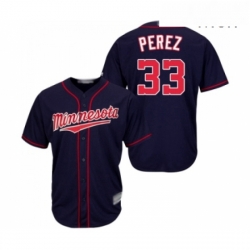 Mens Minnesota Twins 33 Martin Perez Replica Navy Blue Alternate Road Cool Base Baseball Jersey 