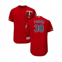 Mens Minnesota Twins 38 Blake Parker Scarlet Alternate Flex Base Authentic Collection Baseball Jersey