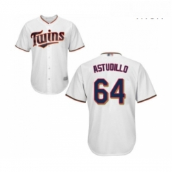 Mens Minnesota Twins 64 Willians Astudillo Replica White Home Cool Base Baseball Jersey 