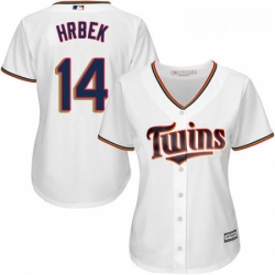 Womens Majestic Minnesota Twins 14 Kent Hrbek Replica White Home Cool Base MLB Jersey