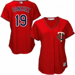 Womens Majestic Minnesota Twins 19 Anibal Sanchez Authentic Scarlet Alternate Cool Base MLB Jersey 