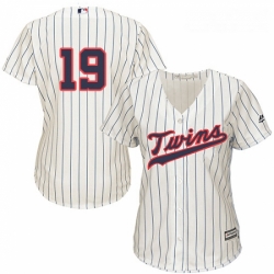 Womens Majestic Minnesota Twins 19 Anibal Sanchez Replica Cream Alternate Cool Base MLB Jersey 