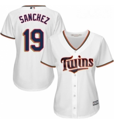 Womens Majestic Minnesota Twins 19 Anibal Sanchez Replica White Home Cool Base MLB Jersey 