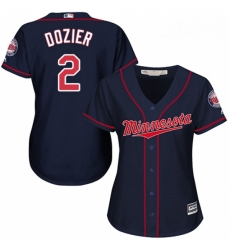 Womens Majestic Minnesota Twins 2 Brian Dozier Replica Navy Blue Alternate Road Cool Base MLB Jersey