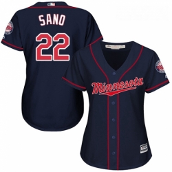 Womens Majestic Minnesota Twins 22 Miguel Sano Authentic Navy Blue Alternate Road Cool Base MLB Jersey