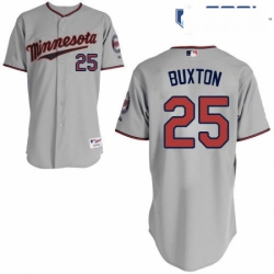 Womens Majestic Minnesota Twins 25 Byron Buxton Replica Grey Road Cool Base MLB Jersey