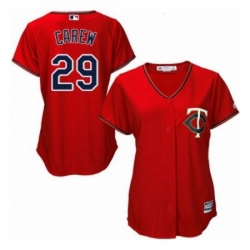 Womens Majestic Minnesota Twins 29 Rod Carew Authentic Scarlet Alternate Cool Base MLB Jersey