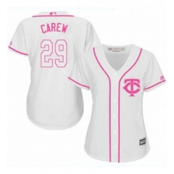 Womens Majestic Minnesota Twins 29 Rod Carew Authentic White Fashion Cool Base MLB Jersey