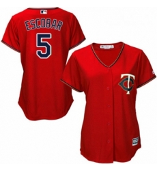 Womens Majestic Minnesota Twins 5 Eduardo Escobar Authentic Scarlet Alternate Cool Base MLB Jersey 