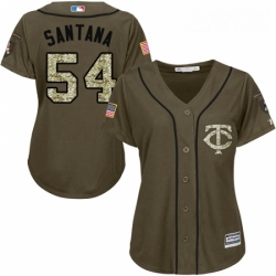 Womens Majestic Minnesota Twins 54 Ervin Santana Authentic Green Salute to Service MLB Jersey