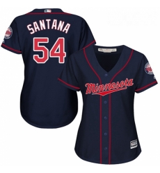 Womens Majestic Minnesota Twins 54 Ervin Santana Authentic Navy Blue Alternate Road Cool Base MLB Jersey