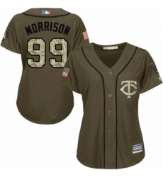 Womens Majestic Minnesota Twins 99 Logan Morrison Authentic Green Salute to Service MLB Jersey 