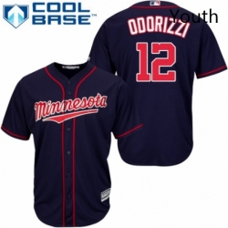 Youth Majestic Minnesota Twins 12 Jake Odorizzi Replica Navy Blue Alternate Road Cool Base MLB Jersey 