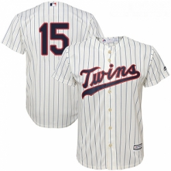 Youth Majestic Minnesota Twins 15 Glen Perkins Replica Cream Alternate Cool Base MLB Jersey