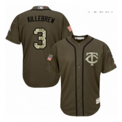 Youth Majestic Minnesota Twins 3 Harmon Killebrew Authentic Green Salute to Service MLB Jersey