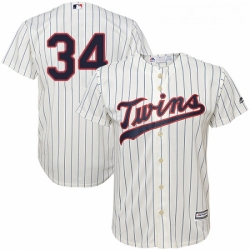 Youth Majestic Minnesota Twins 34 Kirby Puckett Authentic Cream Alternate Cool Base MLB Jersey