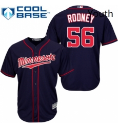 Youth Majestic Minnesota Twins 56 Fernando Rodney Authentic Navy Blue Alternate Road Cool Base MLB Jersey 