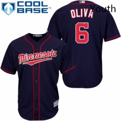 Youth Majestic Minnesota Twins 6 Tony Oliva Replica Navy Blue Alternate Road Cool Base MLB Jersey