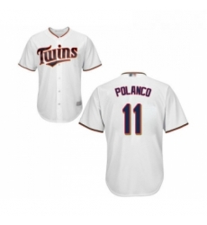 Youth Minnesota Twins 11 Jorge Polanco Replica White Home Cool Base Baseball Jersey 