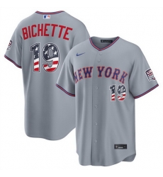 Men New York Mets  19 Bo Bichette Grey USA 250 Fourth of July Home Stitched Baseball Jersey