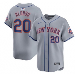 Men New York Mets 20 Pete Alonso Grey 2024 Away Limited Stitched Baseball Jersey