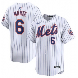 Men New York Mets 6 Starling Marte White 2024 Home Limited Stitched Baseball Jersey