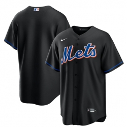 Men New York Mets Blank 2022 Black Cool Base Stitched Baseball Jersey