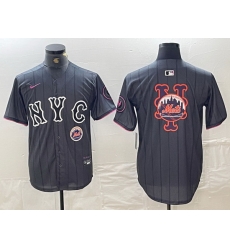 Men New York Mets Team Big Logo Graphite 2024 City Connect Limited Stitched Baseball Jersey 9