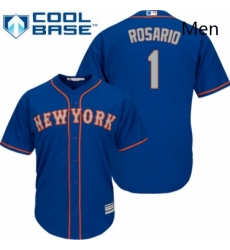 Mens Majestic New York Mets 1 Amed Rosario Replica Royal Blue Alternate Road Cool Base MLB Jersey 