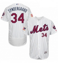 Mens Majestic New York Mets 34 Noah Syndergaard White Fashion Stars Stripes Flex Base MLB Jersey