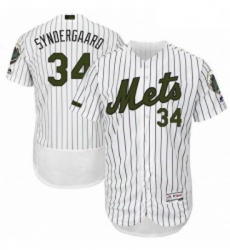 Mens Majestic New York Mets 34 Noah Syndergaard White Memorial Day Authentic Collection Flex Base MLB Jersey