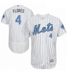 Mens Majestic New York Mets 4 Wilmer Flores Authentic White 2016 Fathers Day Fashion Flex Base MLB Jersey