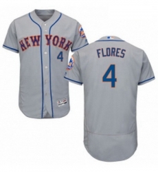 Mens Majestic New York Mets 4 Wilmer Flores Grey Road Flex Base Authentic Collection MLB Jersey