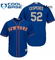 Mens Majestic New York Mets 52 Yoenis Cespedes Replica Royal Blue Alternate Road Cool Base MLB Jersey