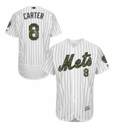 Mens Majestic New York Mets 8 Gary Carter Authentic White 2016 Memorial Day Fashion Flex Base MLB Jersey