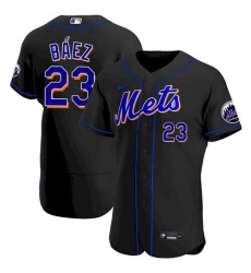 Men's New York Mets #23 Javier Baez Black Anthentic Nike Jersey