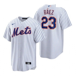 Men's New York Mets #23 Javier Baez White Replica Home Nike Jersey