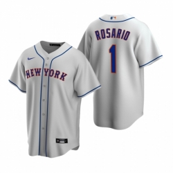 Mens Nike New York Mets 1 Amed Rosario Gray Road Stitched Baseball Jersey