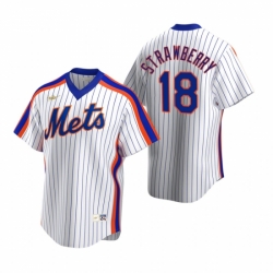 Mens Nike New York Mets 18 Darryl Strawberry White Cooperstown Collection Home Stitched Baseball Jerse