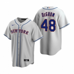 Mens Nike New York Mets 48 Jacob deGrom Gray Road Stitched Baseball Jerse