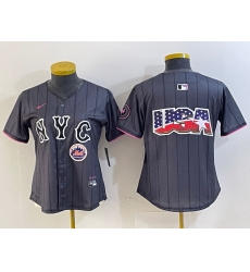 Women New York Mets Team Big Logo Graphite 2024 City Connect Limited Stitched Baseball Jersey 13