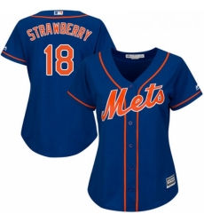 Womens Majestic New York Mets 18 Darryl Strawberry Replica Royal Blue Alternate Home Cool Base MLB Jersey