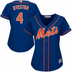 Womens Majestic New York Mets 4 Lenny Dykstra Replica Royal Blue Alternate Home Cool Base MLB Jersey