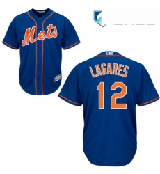 Youth Majestic New York Mets 12 Juan Lagares Replica Royal Blue Alternate Home Cool Base MLB Jersey