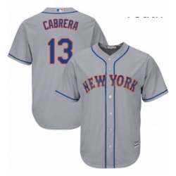 Youth Majestic New York Mets 13 Asdrubal Cabrera Authentic Grey Road Cool Base MLB Jersey