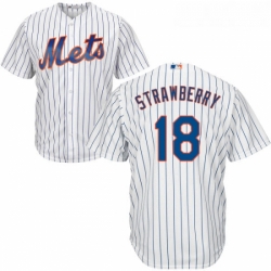 Youth Majestic New York Mets 18 Darryl Strawberry Authentic White Home Cool Base MLB Jersey