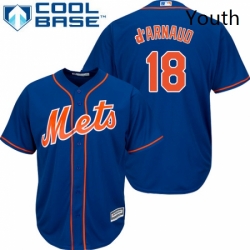 Youth Majestic New York Mets 18 Travis dArnaud Replica Royal Blue Alternate Home Cool Base MLB Jersey