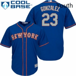 Youth Majestic New York Mets 23 Adrian Gonzalez Authentic Royal Blue Alternate Road Cool Base MLB Jersey 